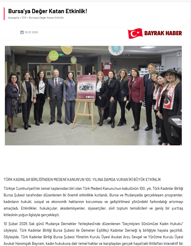 Medeni Kanun'un 100. Yılında Bursa'dan Eşitlik Vurgusu — TKB'den İki Dev Etkinlik