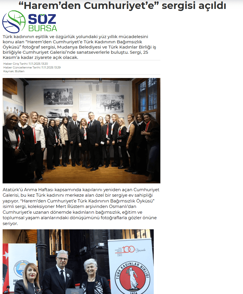 Bursa'da 'Harem'den Cumhuriyet'e' Sergisi Açıldı