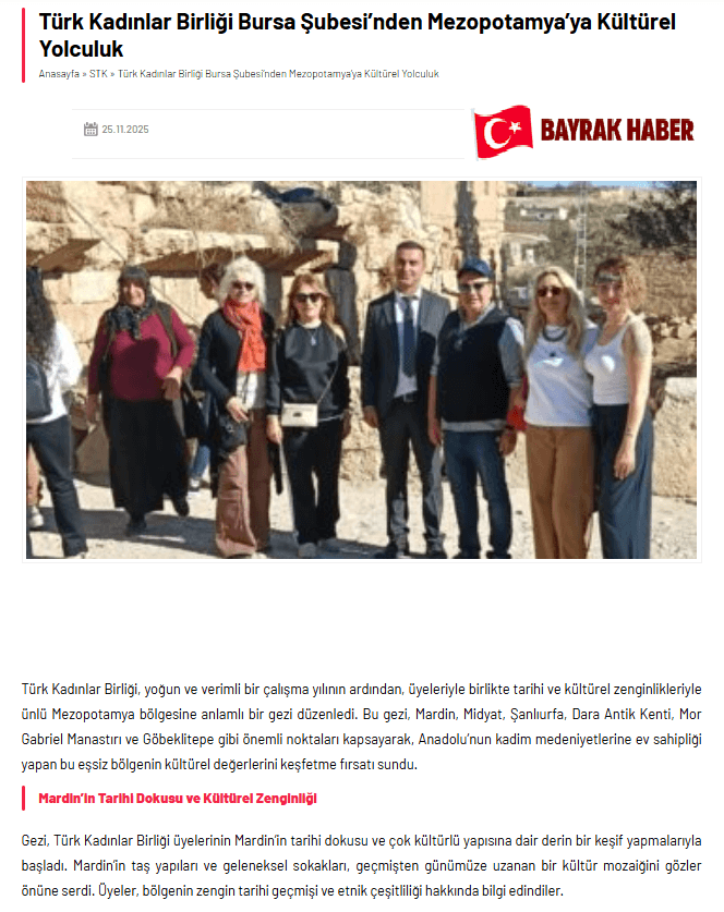 Türk Kadınlar Birliği'nden Mezopotamya'ya Kültürel Yolculuk