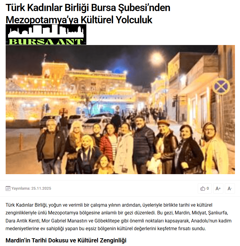 Türk Kadınlar Birliği'nden Mezopotamya'ya Kültürel Yolculuk
