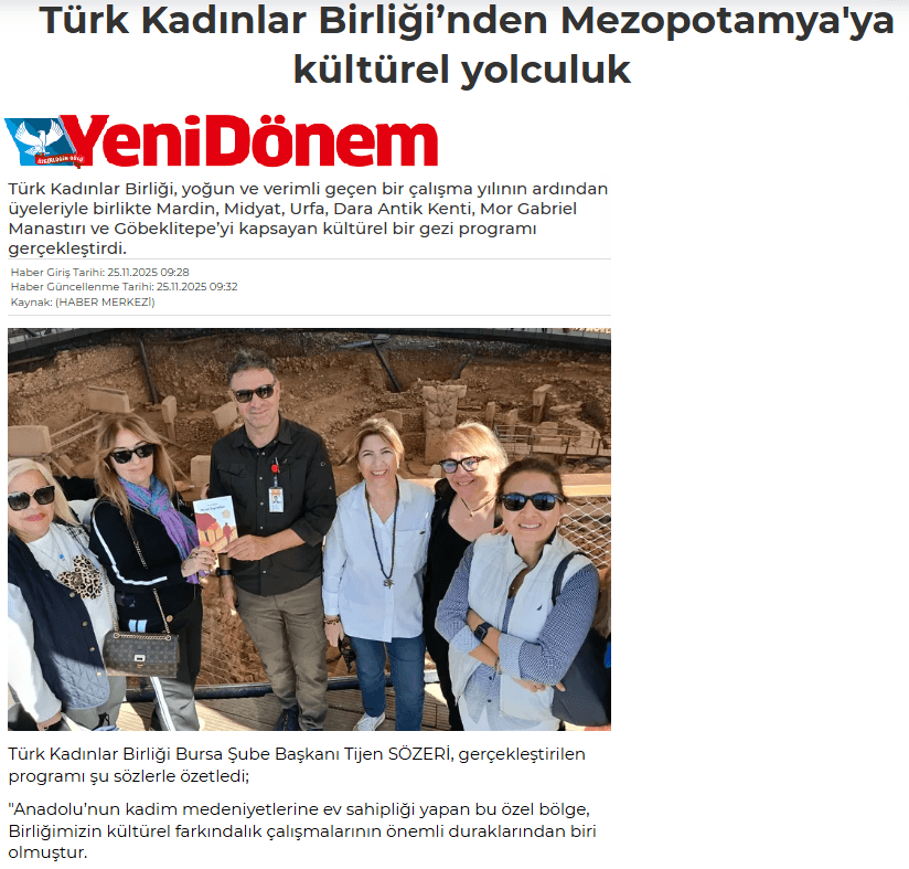Türk Kadınlar Birliği'nden Mezopotamya'ya Kültürel Yolculuk