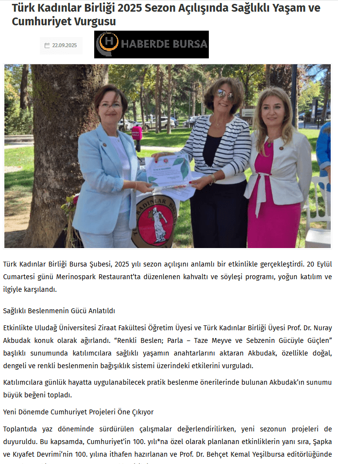Türk Kadınlar Birliği 2025 Sezon Açılışında Sağlıklı Yaşam ve Cumhuriyet Vurgusu