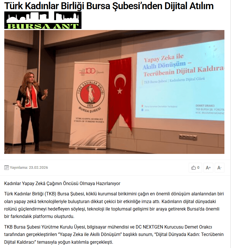 Türk Kadınlar Birliği Bursa Şubesi'nden Dijital Atılım