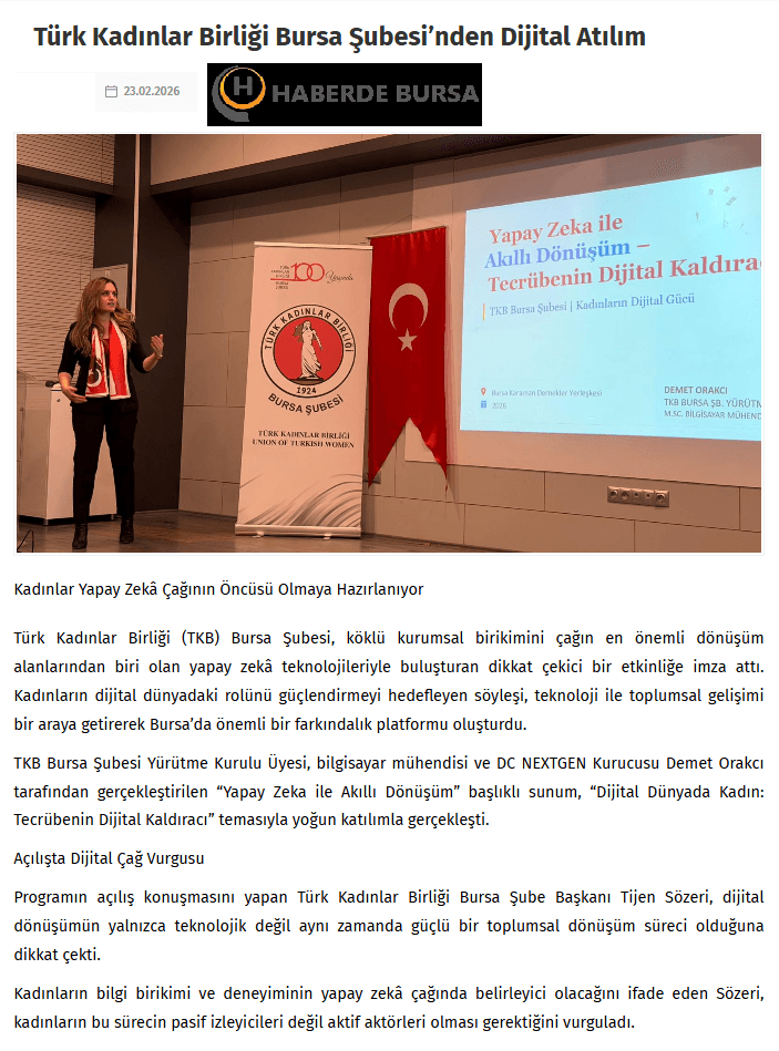 Türk Kadınlar Birliği Bursa Şubesi'nden Dijital Atılım