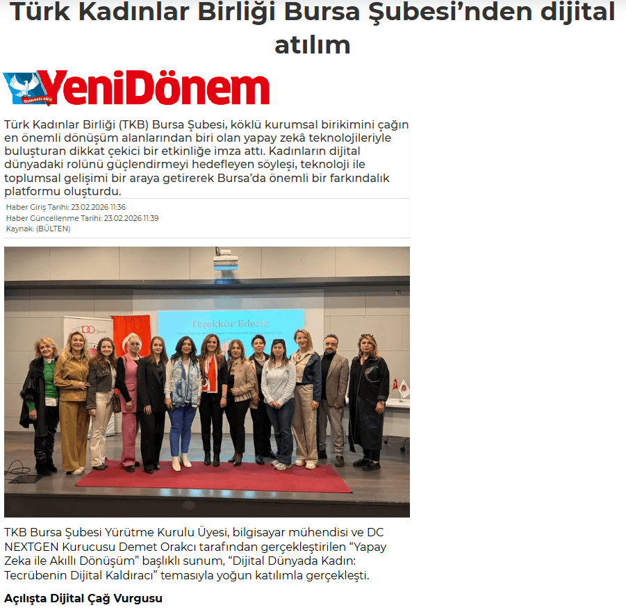 Türk Kadınlar Birliği Bursa Şubesi'nden Dijital Atılım
