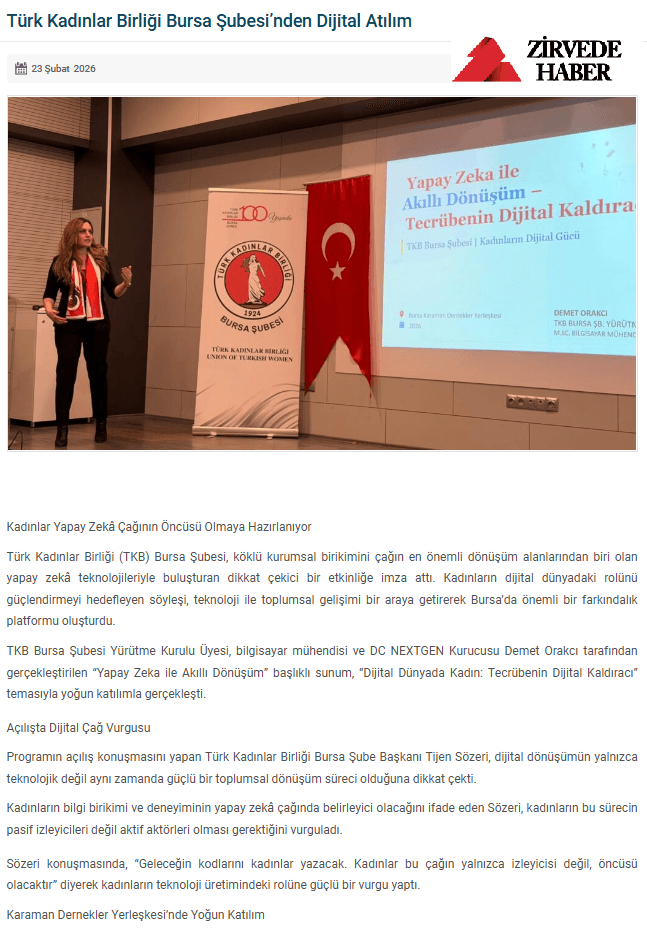 Türk Kadınlar Birliği Bursa Şubesi'nden Dijital Atılım